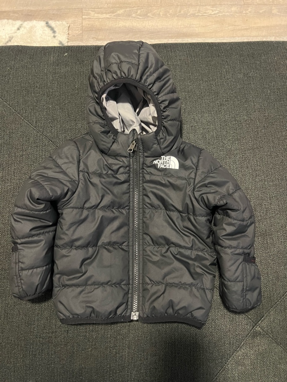 The North Face Kids Black Hooded Reversible Puffer Jacket 12-18 Month